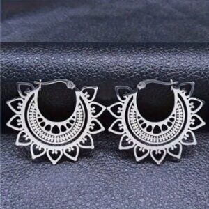 Intricate Silver or Hold plated Boho Hoop Earrings new